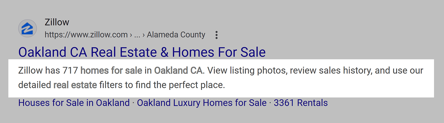 Zillow Homes For Sale Meta Description