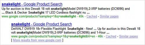 Google Product Search Result On Google