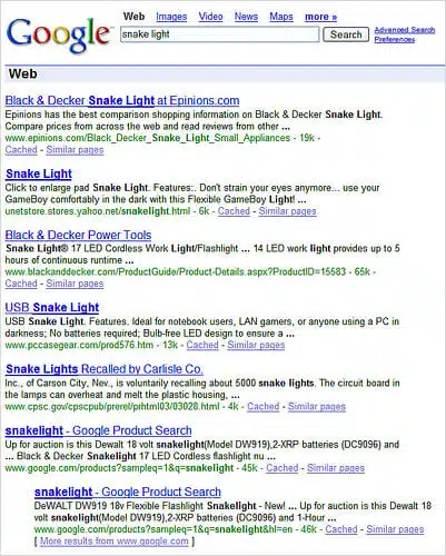 Google Product Search Result On Google