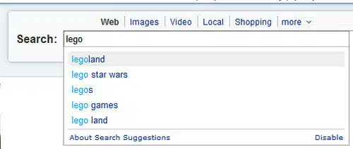 Yahoo Search Suggest Closeup