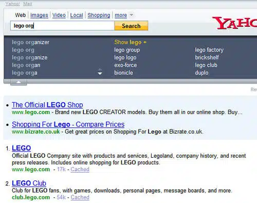 Yahoo Search Assist Appearing