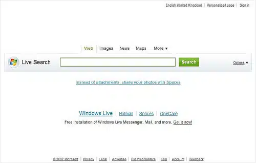 Live.com Home Page: September 19, 2007