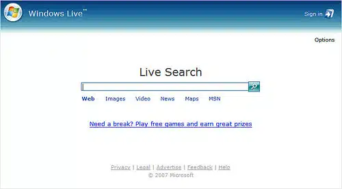 Live.com Home Page: September 18, 2007