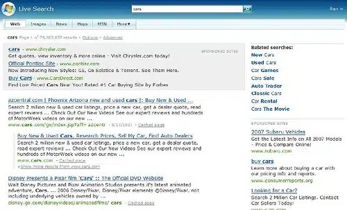 Live.com Search Results: September 19, 2007