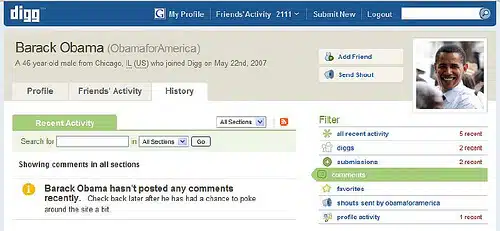 Obama On Digg