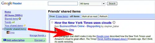 Google Reader Friends Shared Items