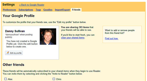 Google Reader Manage Friends