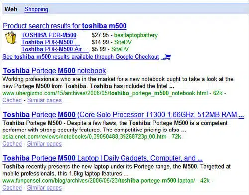 Google Universal Search: Products