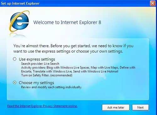 Welcome To IE8