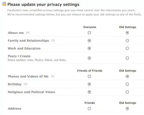 Facebook Privacy Settings