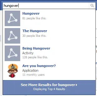 Hungover Search On Facebook