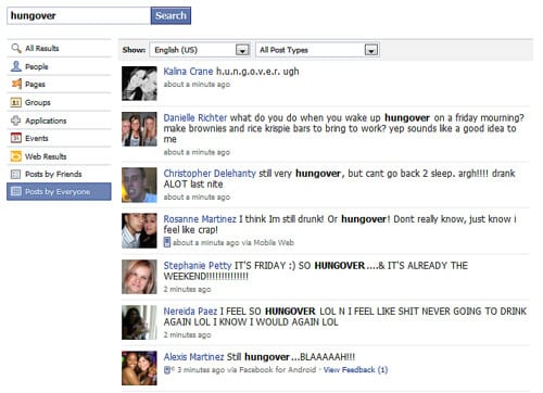 Hungover Search On Facebook